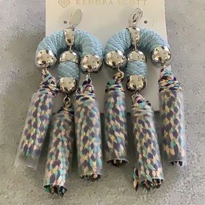 Kendra Scott Maxie Statement Tassel Drop Earrings in Blue Mix Rhodium Plated NWT